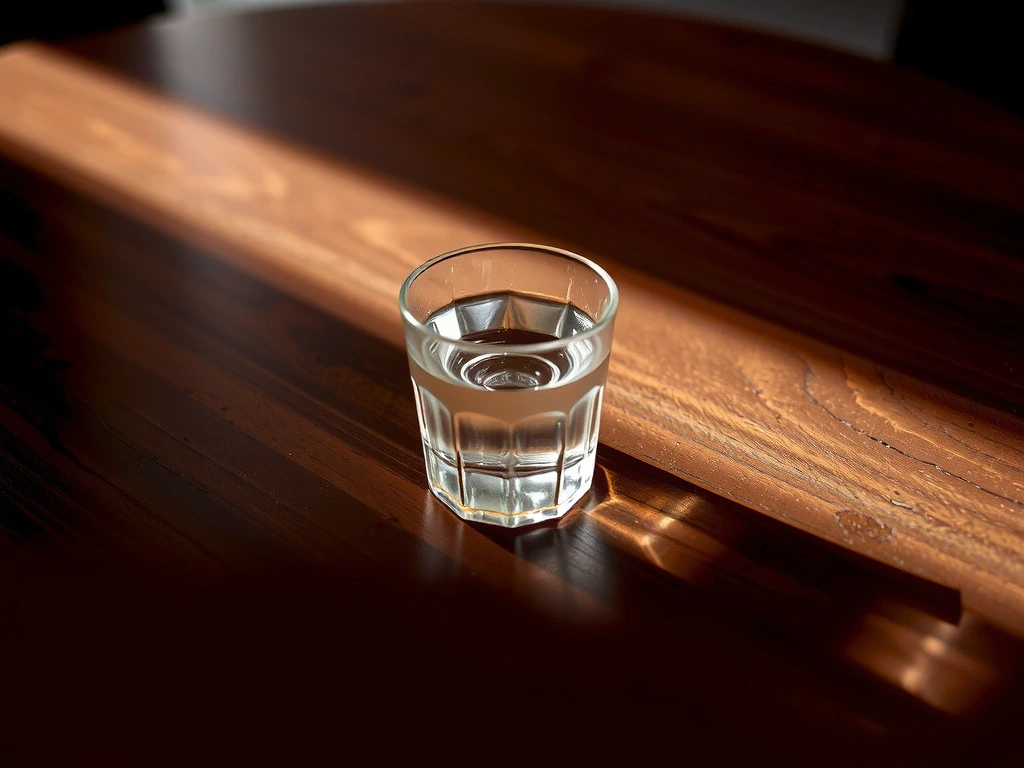 Verre d'eau et lumière dramatique